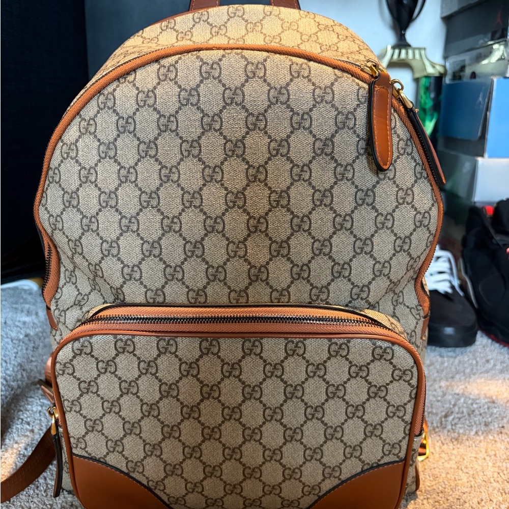 Gucci Beige and Brown GG Pattern Backpack